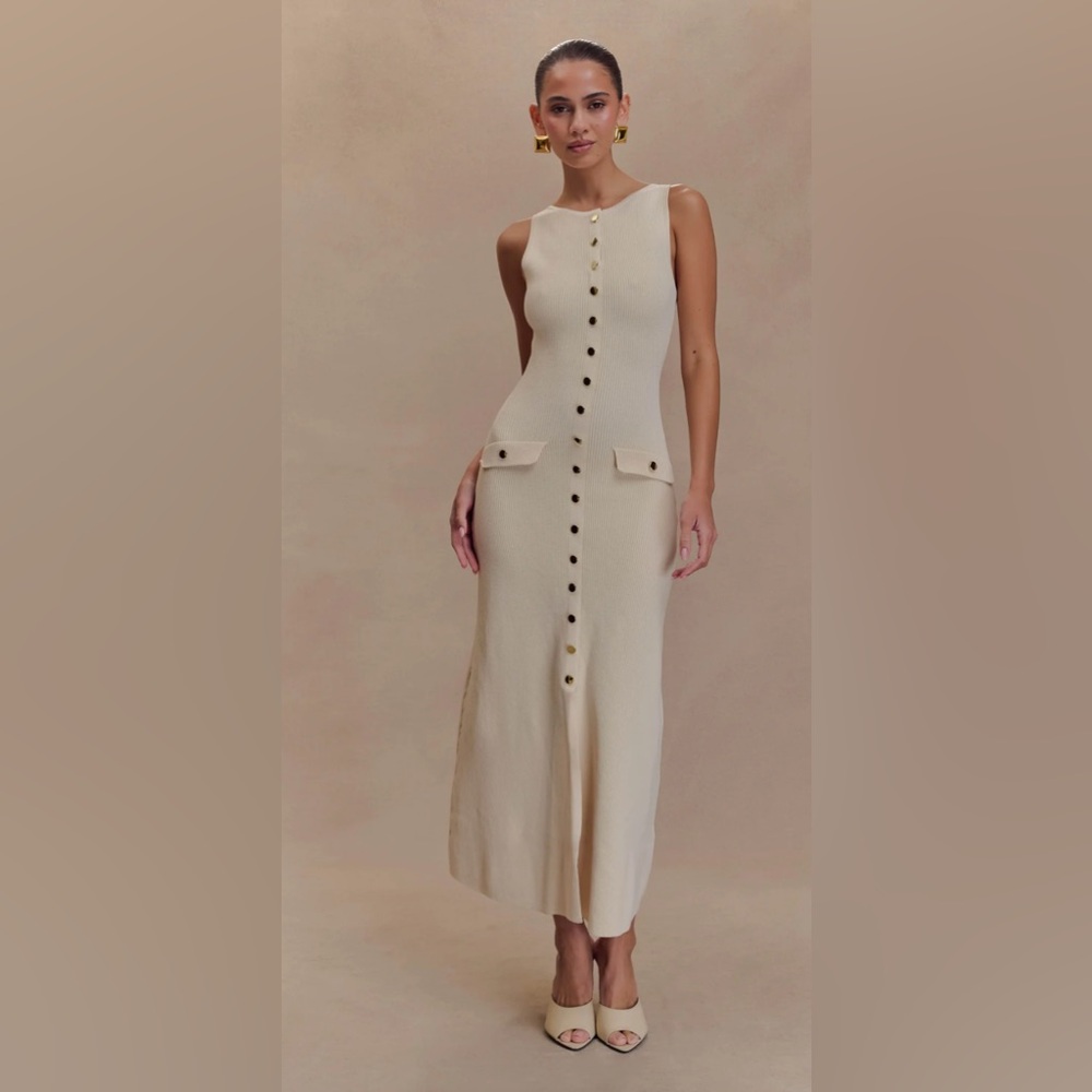 Elegant Cream Button-Down Dress